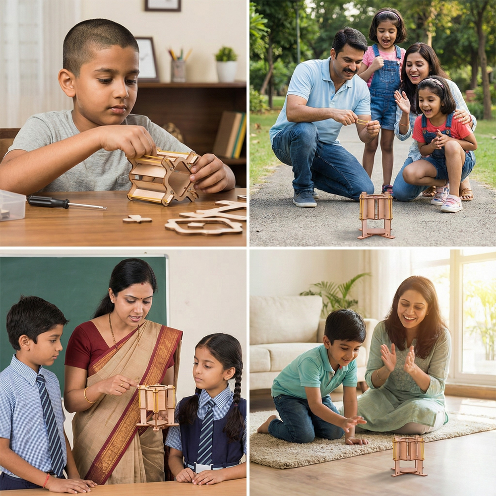 Pludo STEM Kit Spring Force – Shock Absorber DIY Science Experiment Kit for Kids 11–14 | Grade 6–8 Mechanics & Force Model