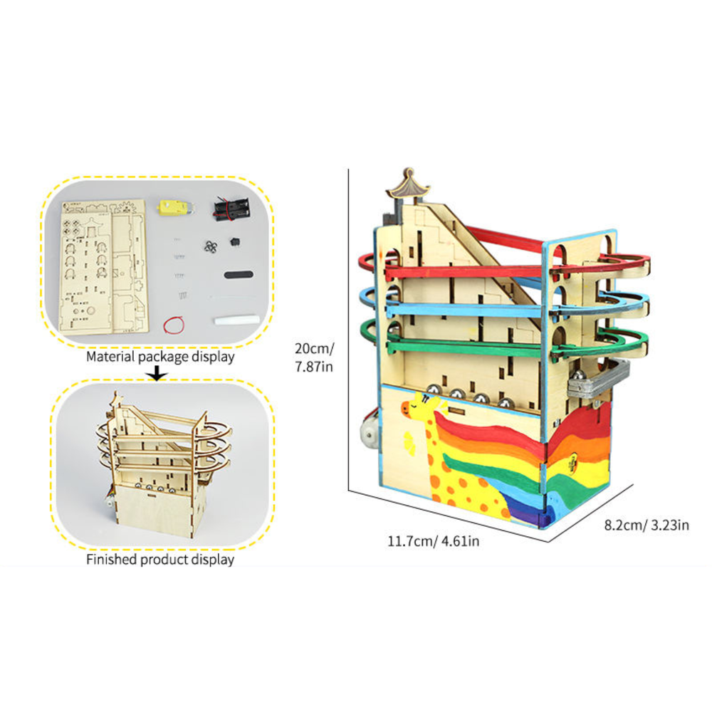 Pludo STEM Kit Marble Ball Run – DIY Educational Toy for Kids 11–14 | Grade 6–8 Gravitational Energy STEM Kit