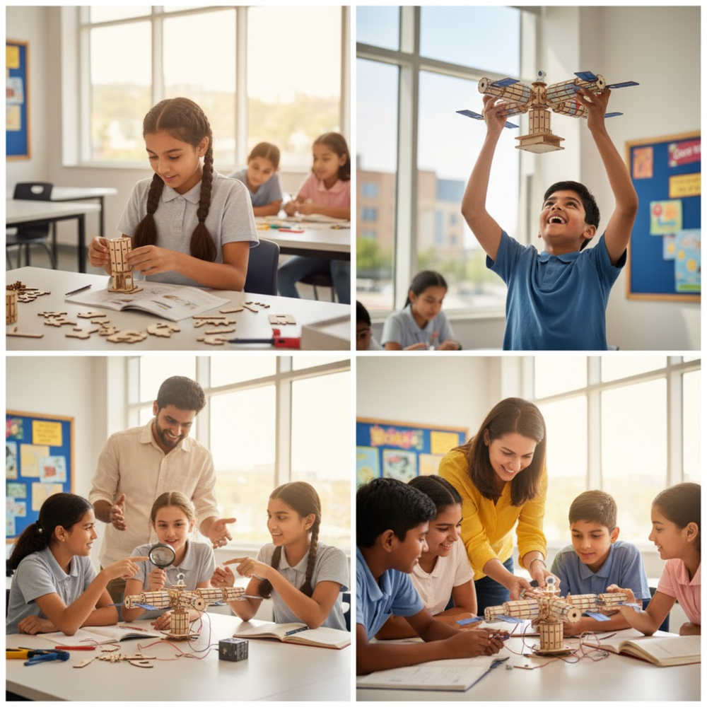 Pludo STEM Space Station Kit – Electrical Energy into Mechanical Motion DIY Science Kit for Kids 11–14 | Grade 6–8