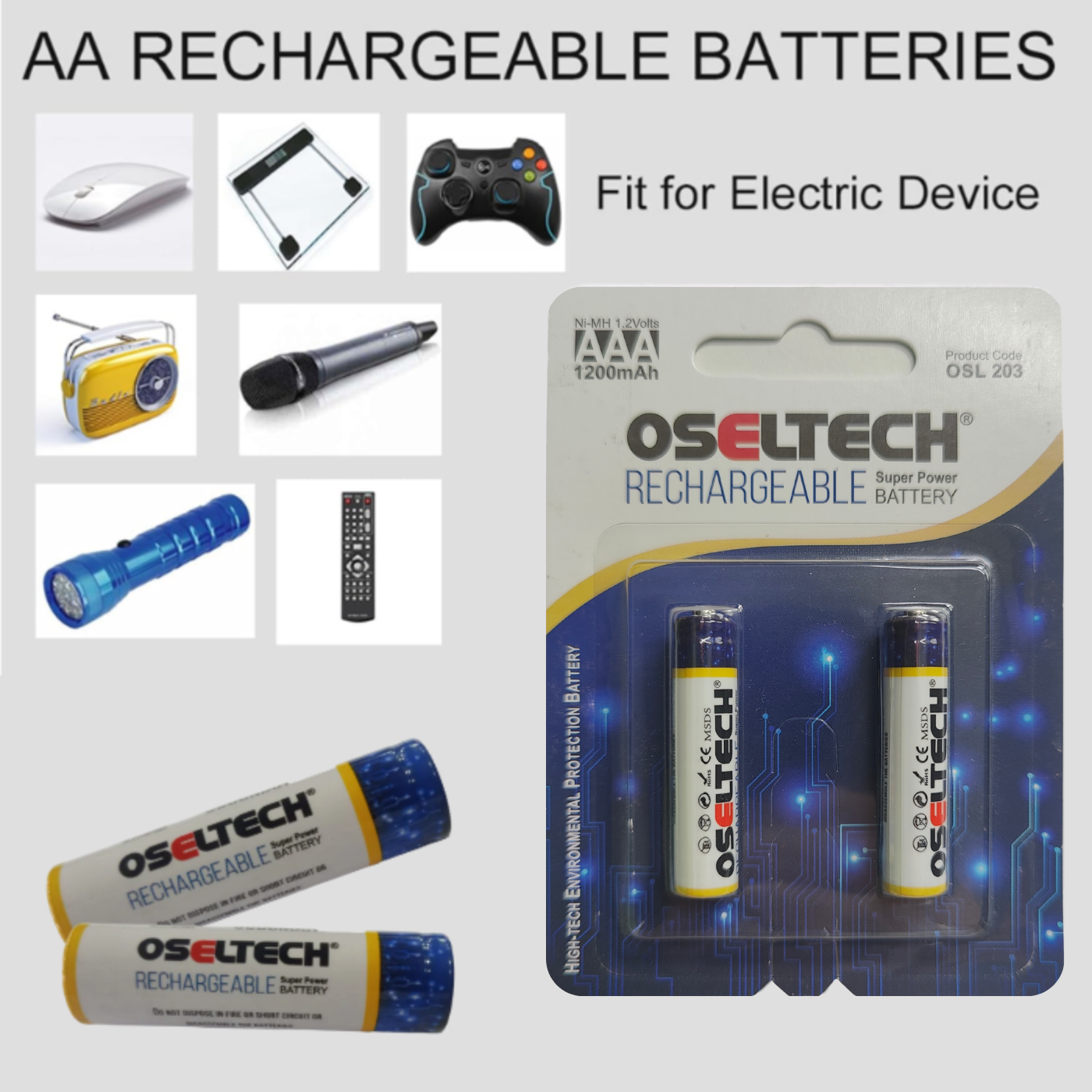 1200mAh AAA Rechargeable Battery 1.2V (Pack of 2)