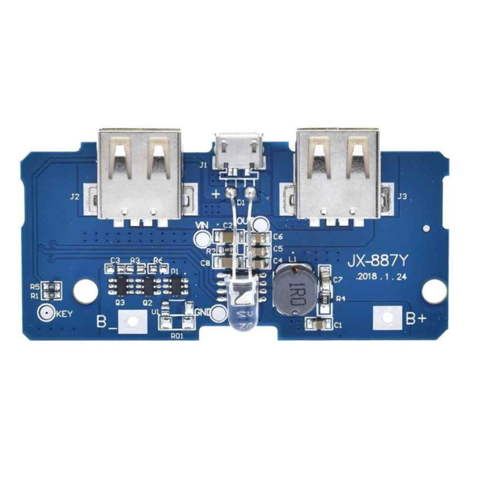 Dual Micro USB 18650 LiPo DIY Power Bank Module (3.7V to 5V, 2A Output)