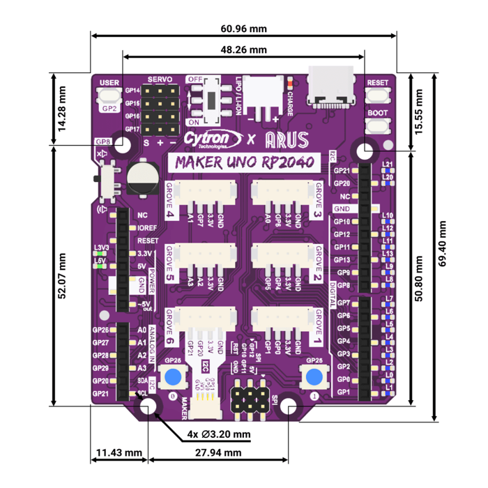 Cytron Maker Uno RP2040 Development Board
