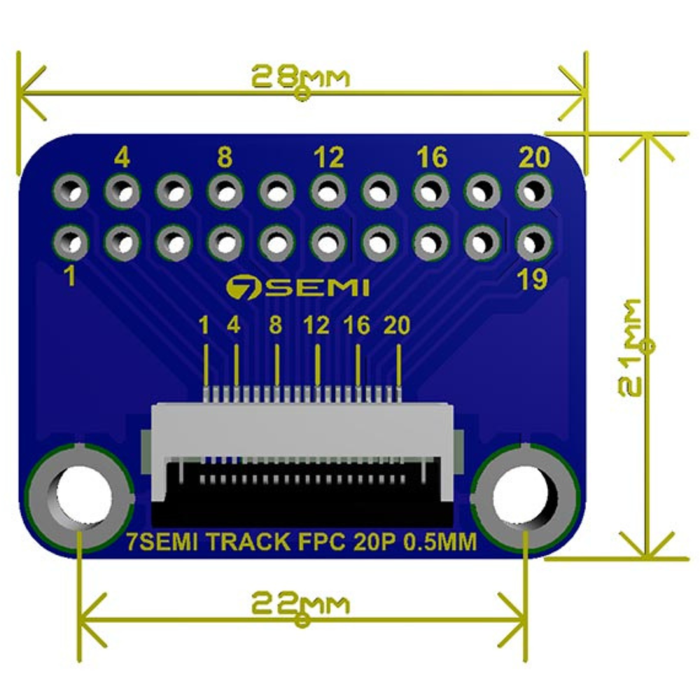 7Semi SES-P-3846 0.5mm 20-Pin FFC FPC Breakout Board - IoT Prototyping