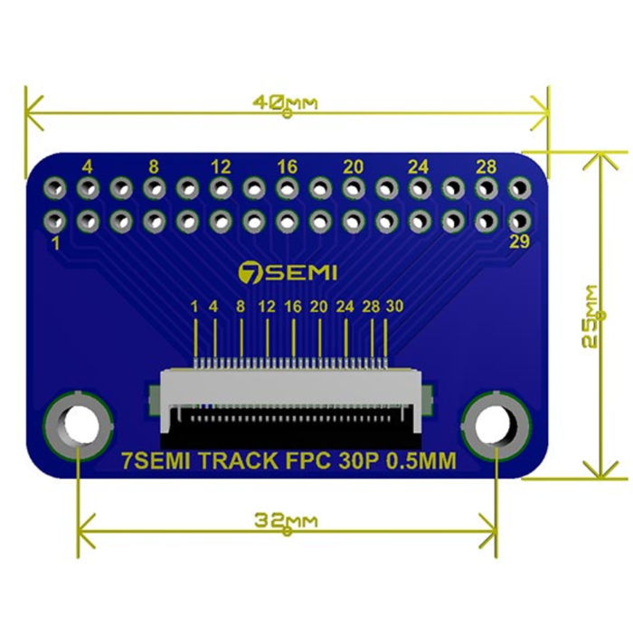 7Semi 0.5mm FFC FPC Connector Breakout Board (30 Pin) - Prototyping & PCB Interface