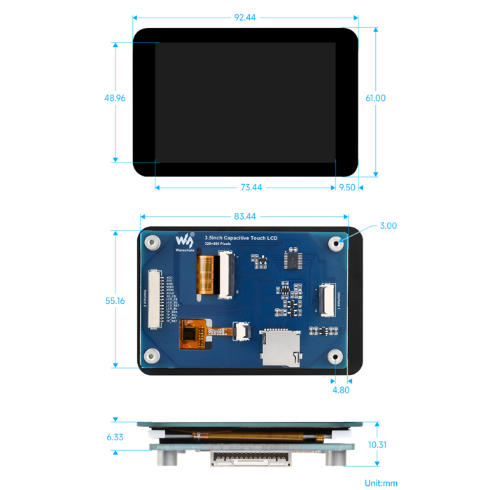 Waveshare 3.5inch Capacitive Touch LCD IPS Display Module 320Ã—480