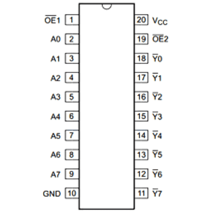74HC540 Octal 3-State Inverting Buffer IC - 5V Logic - Buy Online