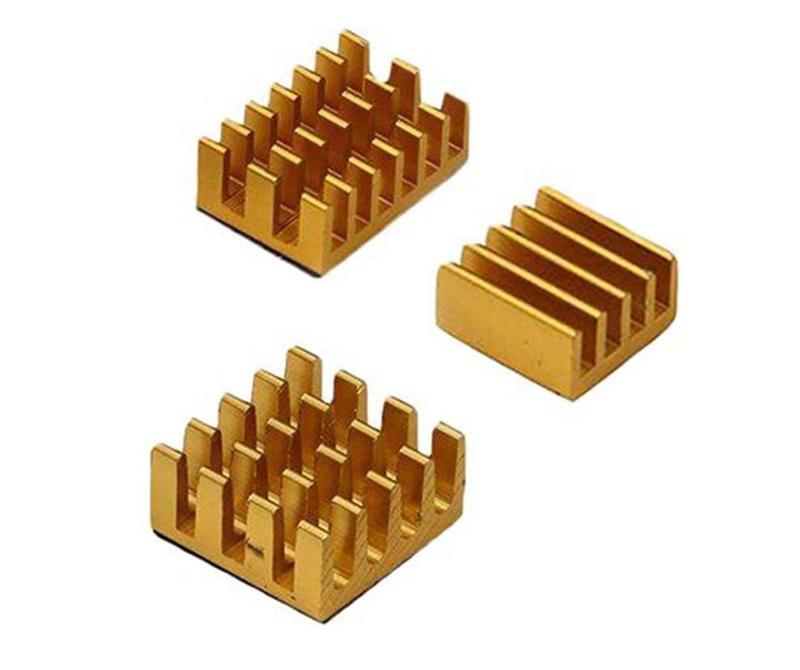 Iotcart 3 in 1 Gold Aluminum Heat Sink for Raspberry Pi 4B - Cooling Kit