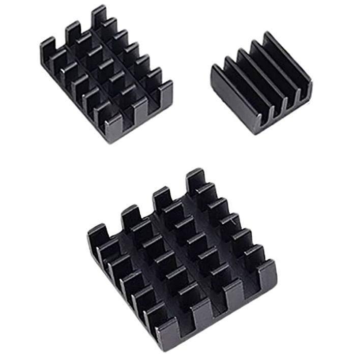 Iotcart 3 in 1 Black Aluminum Heat Sink for Raspberry Pi 4B - Cooling Solution
