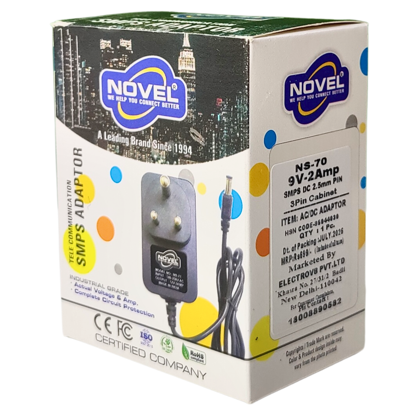 Novel 9V 2Amp Industrial Grade SMPS Power Adapter