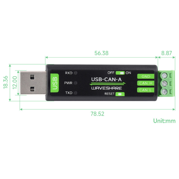 Waveshare USB to CAN-A Adapter with STM32 Chip Solution