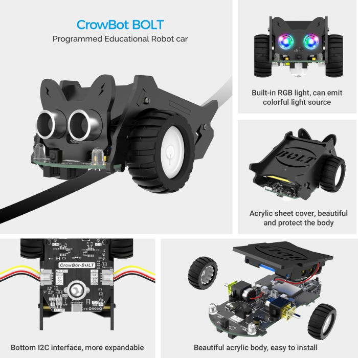 Elecrow - CrowBot BOLT - Open Source Programmable Smart Robot Car, STEAM Kit with Joystick Handle
