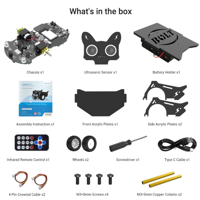 Elecrow CrowBot BOLT ESP32 Smart Robot Car Kit with Sensors - STEAM Learning