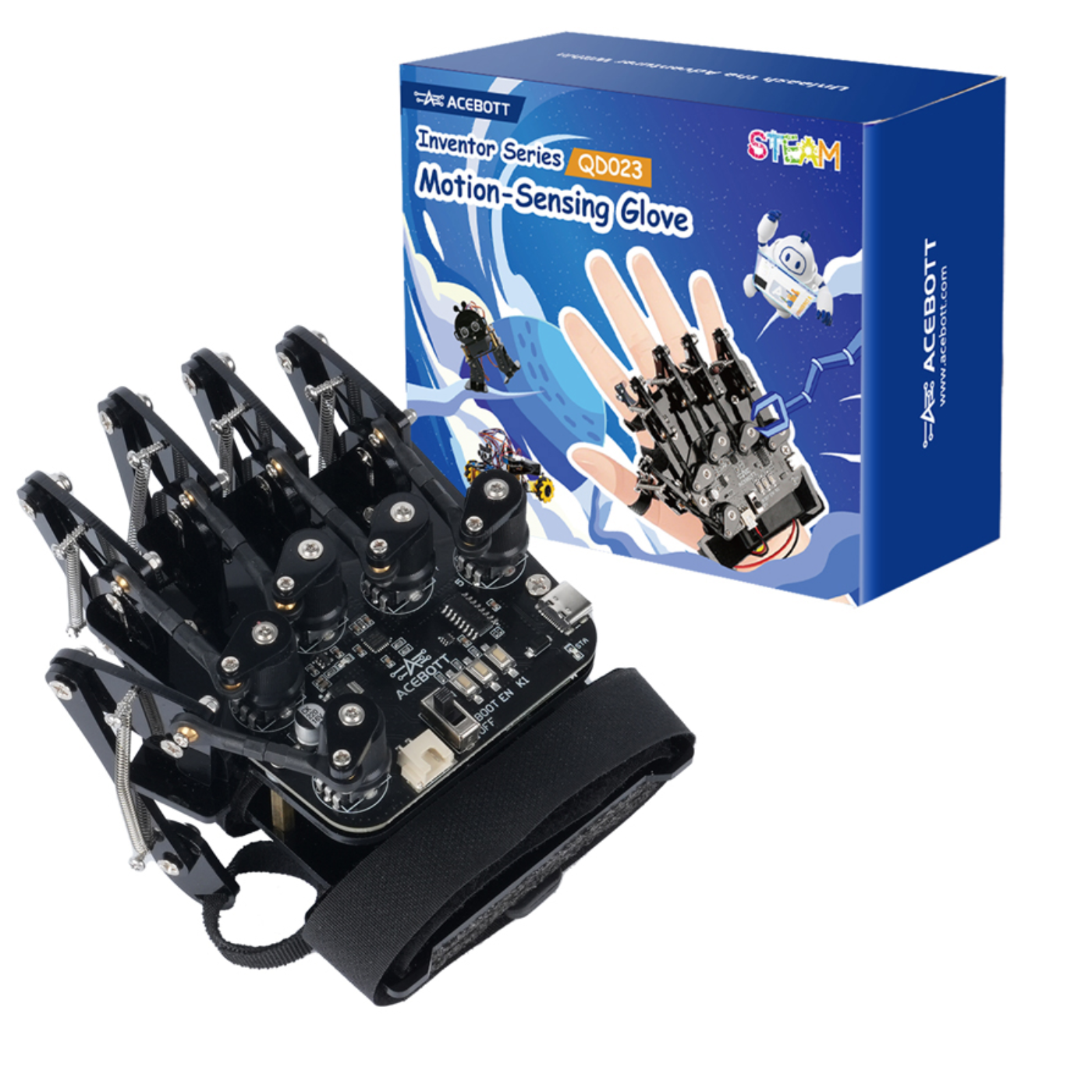 ACEBOTT QD023 Motion-Sensing Glove with Encoders & Accelerometer & Enhanced ESP32 Controller