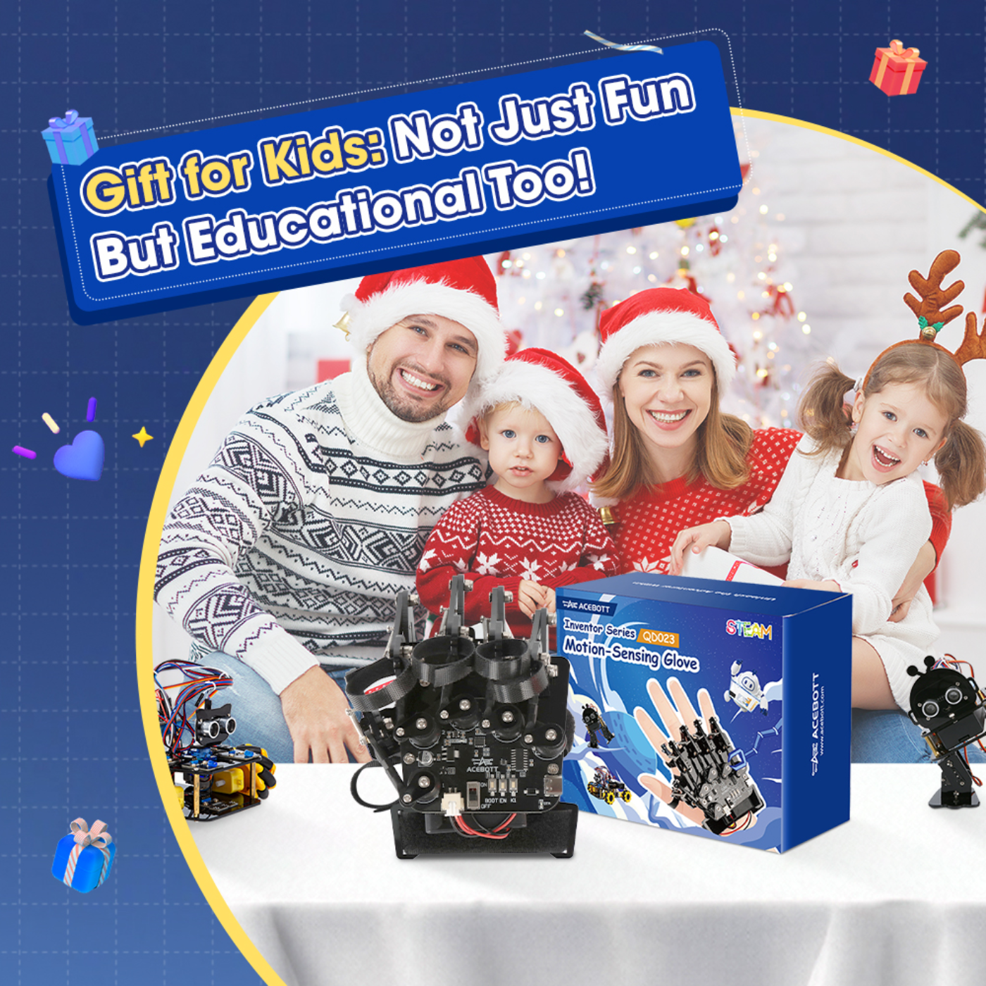 ACEBOTT QD023 Motion-Sensing Glove with Encoders & Accelerometer & Enhanced ESP32 Controller