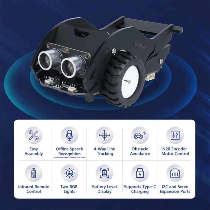 ACEBOTT QE028 ESP32-S3 AI Robot Car Kit - Arduino, Python Compatible