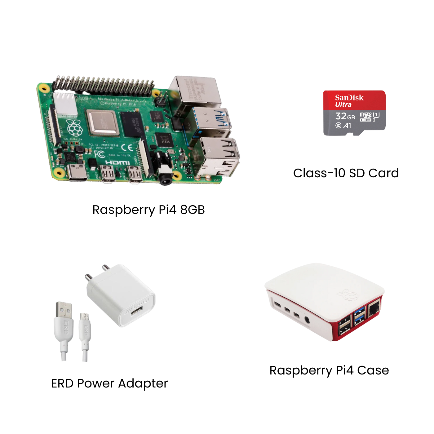 Raspberry Pi4 8GB Model B Ultimate Kit- Case, Power Adapter, Heatsink, HDMI Cable, Ethernet Cable, 32 GB SD Card, Sensors and Manual