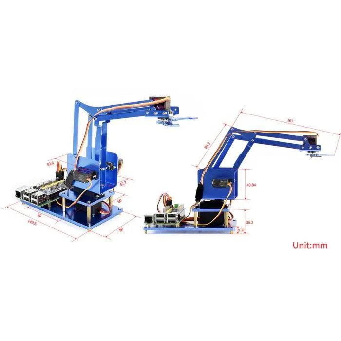 Waveshare 4-DOF Metal Robot Arm Kit for Raspberry Pi - Bluetooth/Wi-Fi Control