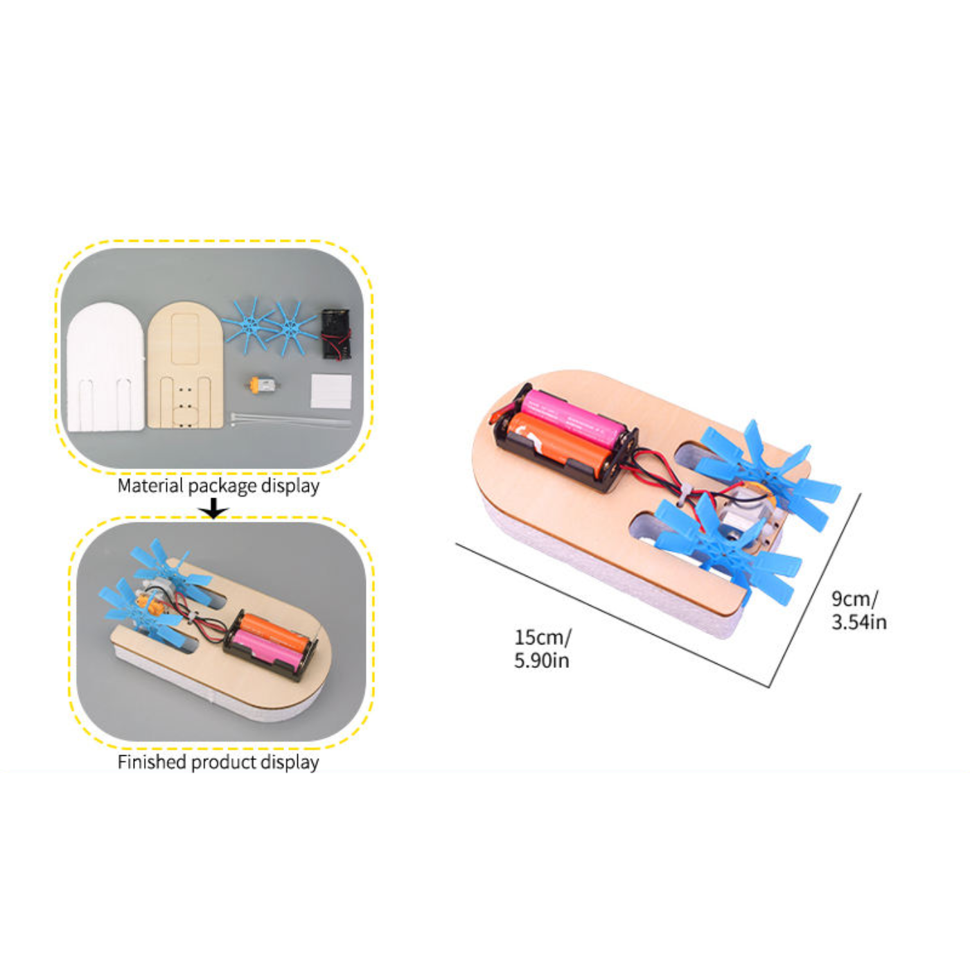 Pludo STEM Kit Paddle Racer – DIY Science Experiment Kit for Kids 3–8 | Grade Preschool–2 Water Resistance Activity