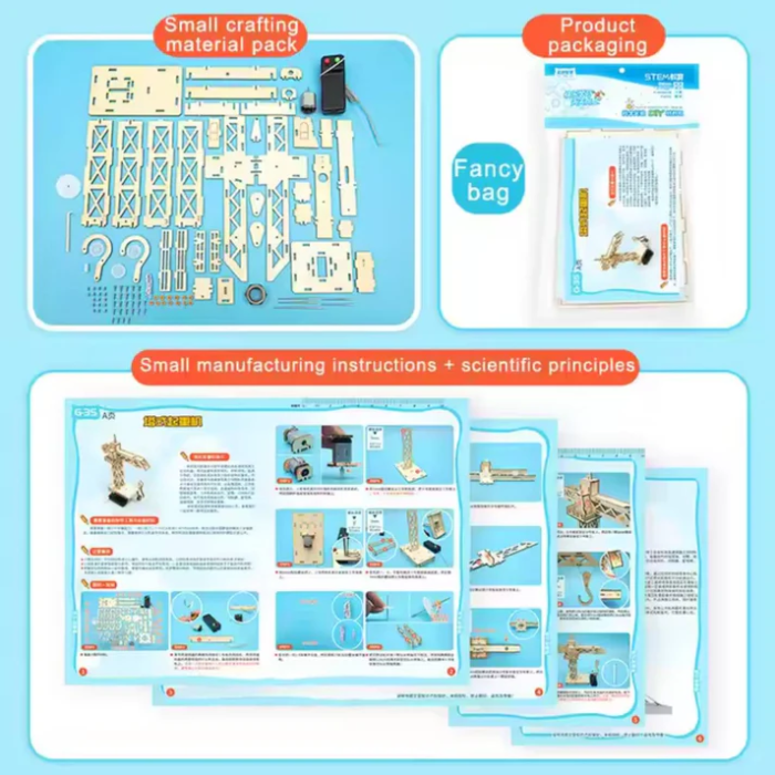 DIY Wooden Crane Tower Science Experimental Stem Kit for Kids