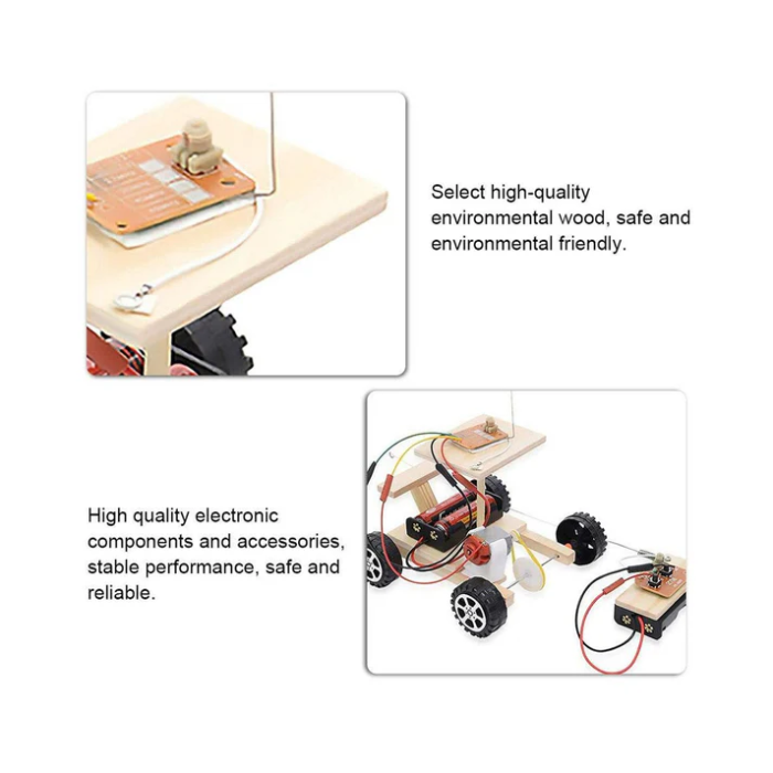 Wooden Wireless Remote Control DIY car Kit for Kids