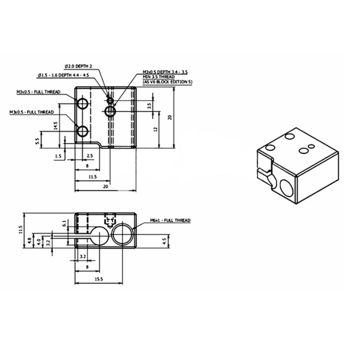 Volcano Hot End Heater Block for 3D Printers - High-Temp Upgrade