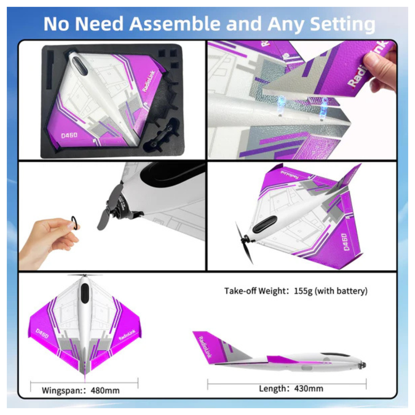 Radiolink D460 RC Airplane RTF – Byme-DB Gyro, Brushless, T8S Transmitter