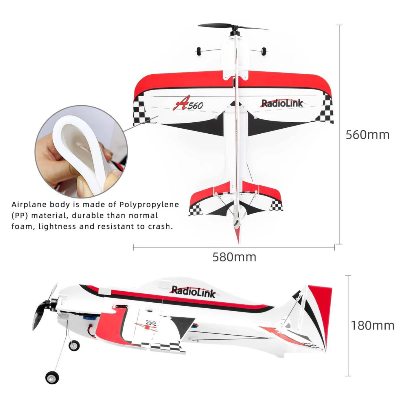 Radiolink A560 PNP RC Airplane with 6 Flight Modes (No Radio/Receiver/Charger)