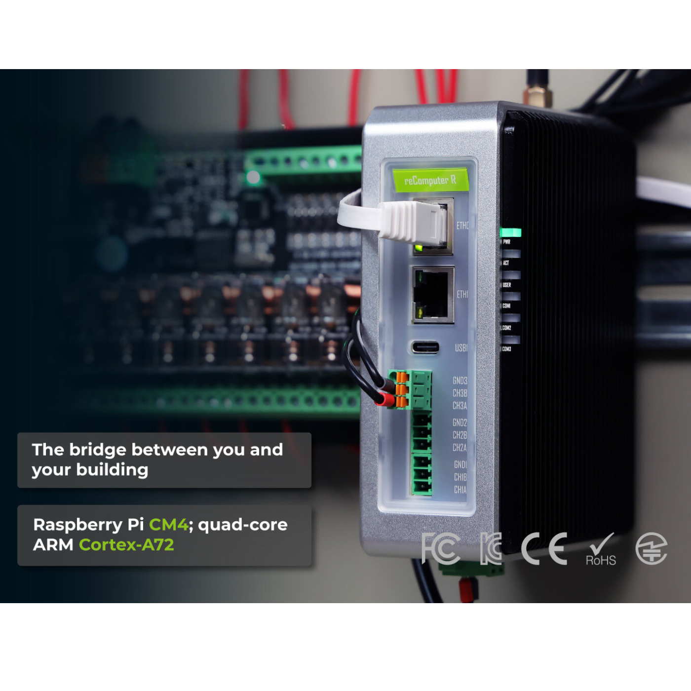 reComputer R1024-10 - IoT Gateway & Controller 4GB RAM 16GB eMMC Powered by Raspberry Pi CM4 -Seeed Studio