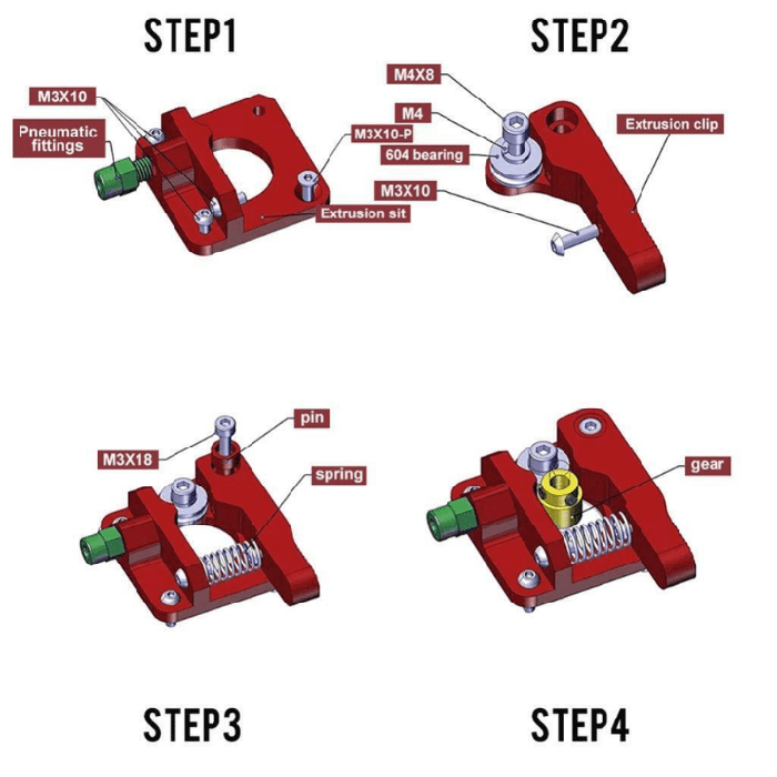 Iotcart MK8 All Metal Bowden Extruder Kit for 1.75mm Filament - 3D Printer Upgrade