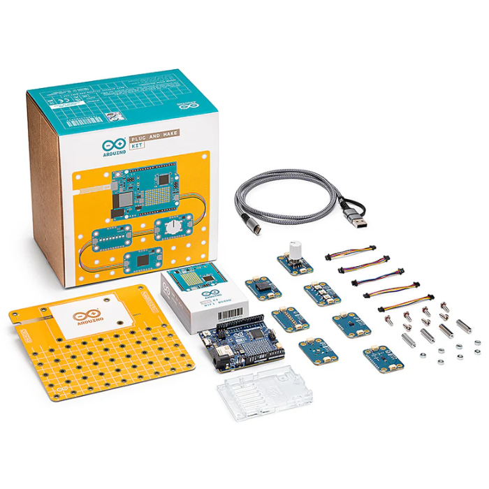 Official Arduino Plug and Make Kit with Arduino Uno R4 WiFi - Electronics Kit for Makers