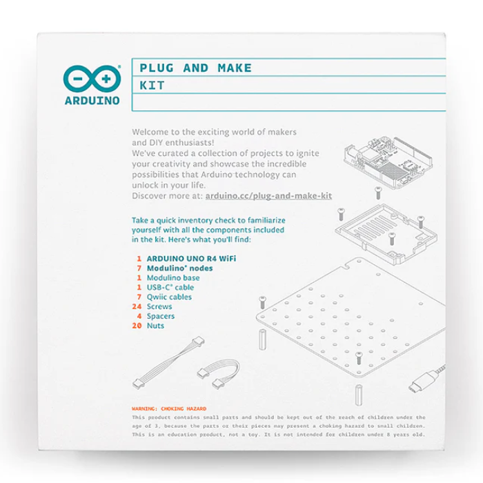 Official Arduino Plug and Make Kit with Arduino Uno R4 WiFi - Electronics Kit for Makers