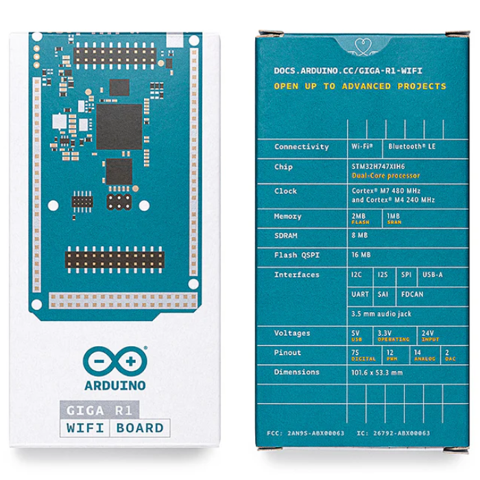 Arduino ABX00063 GIGA R1 WiFi 480MHz Dual-Core Dev Board - IoT & Robotics