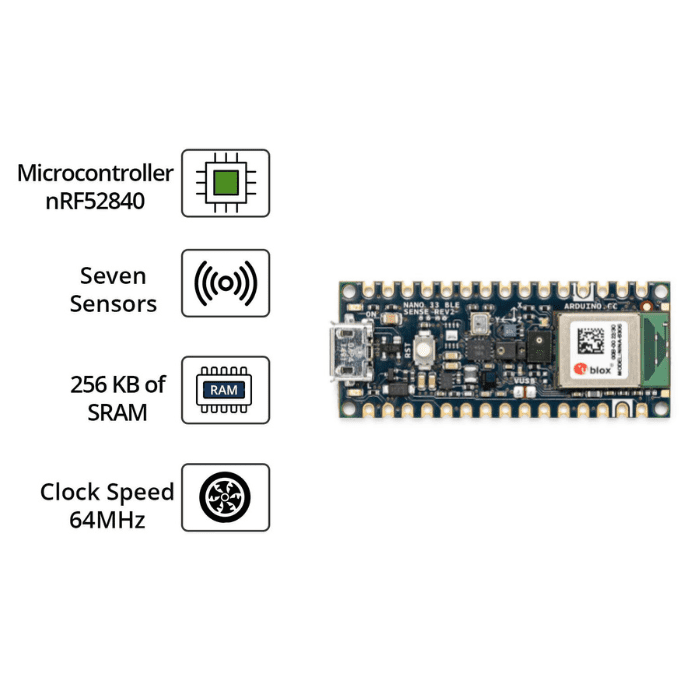 Arduino Nano 33BLE Sense Rev2 with Headers ABX00070
