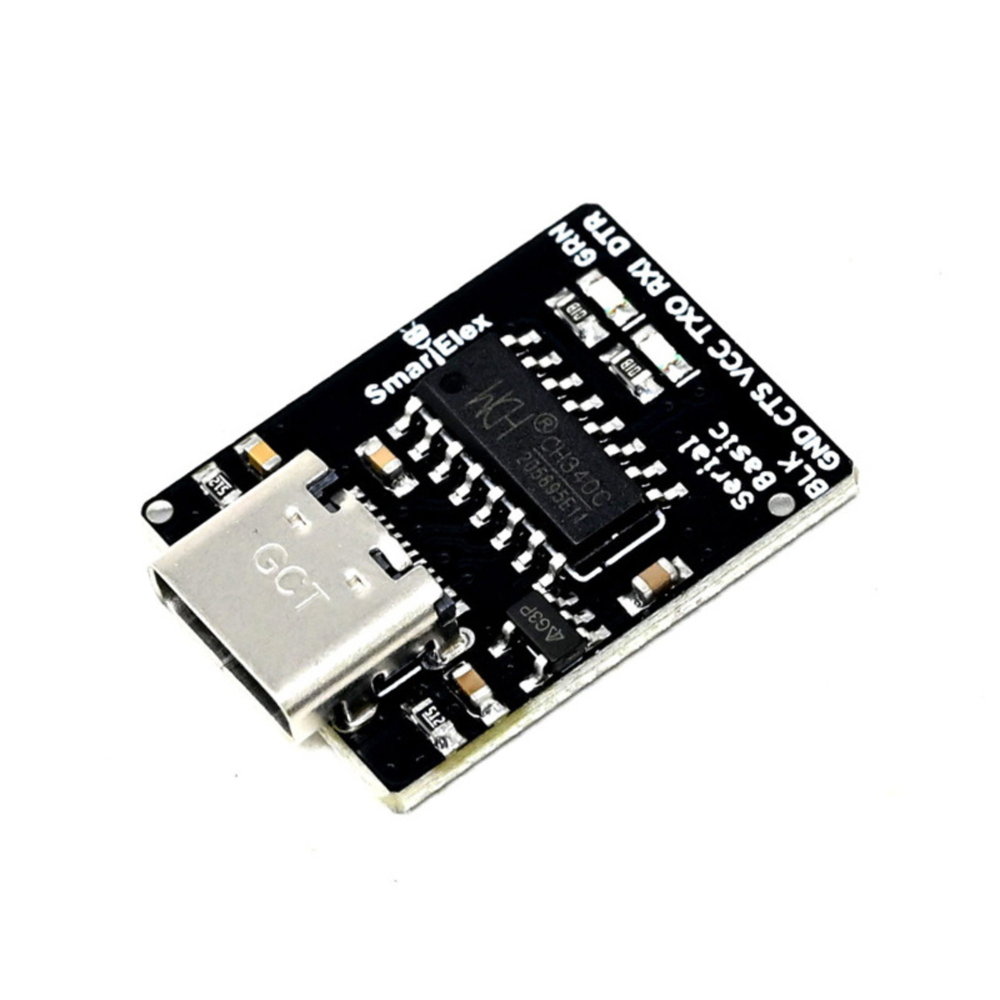 SmartElex USB-C Serial Basic Converter and CH340C IC Breakout Module